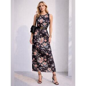 New Aleeza Paris Bloom Olivina Slip Dress Black Floral – Size Large